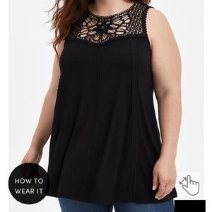 N Torrid Super Soft High Neck Crochet Inset Tank Top Size 2